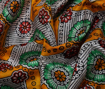 Sushila Vintage Indian Saree 100% Pure Silk Hand Block Printed Soft Craft Fabric