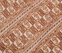 Sushila Vintage Cream Saree 100% Pure Silk Printed Paisley Soft Craft Fabric