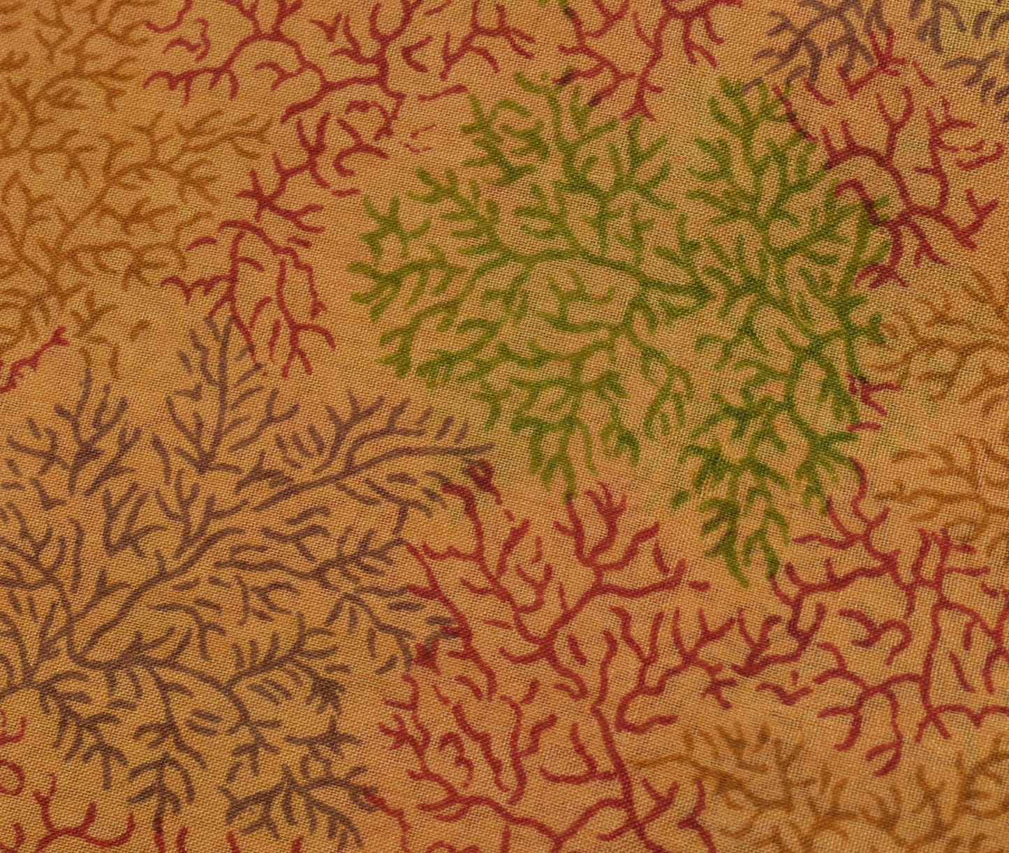 Sushila Vintage Light Brown Saree Pure Silk Printed Floral Soft Craft Fabric