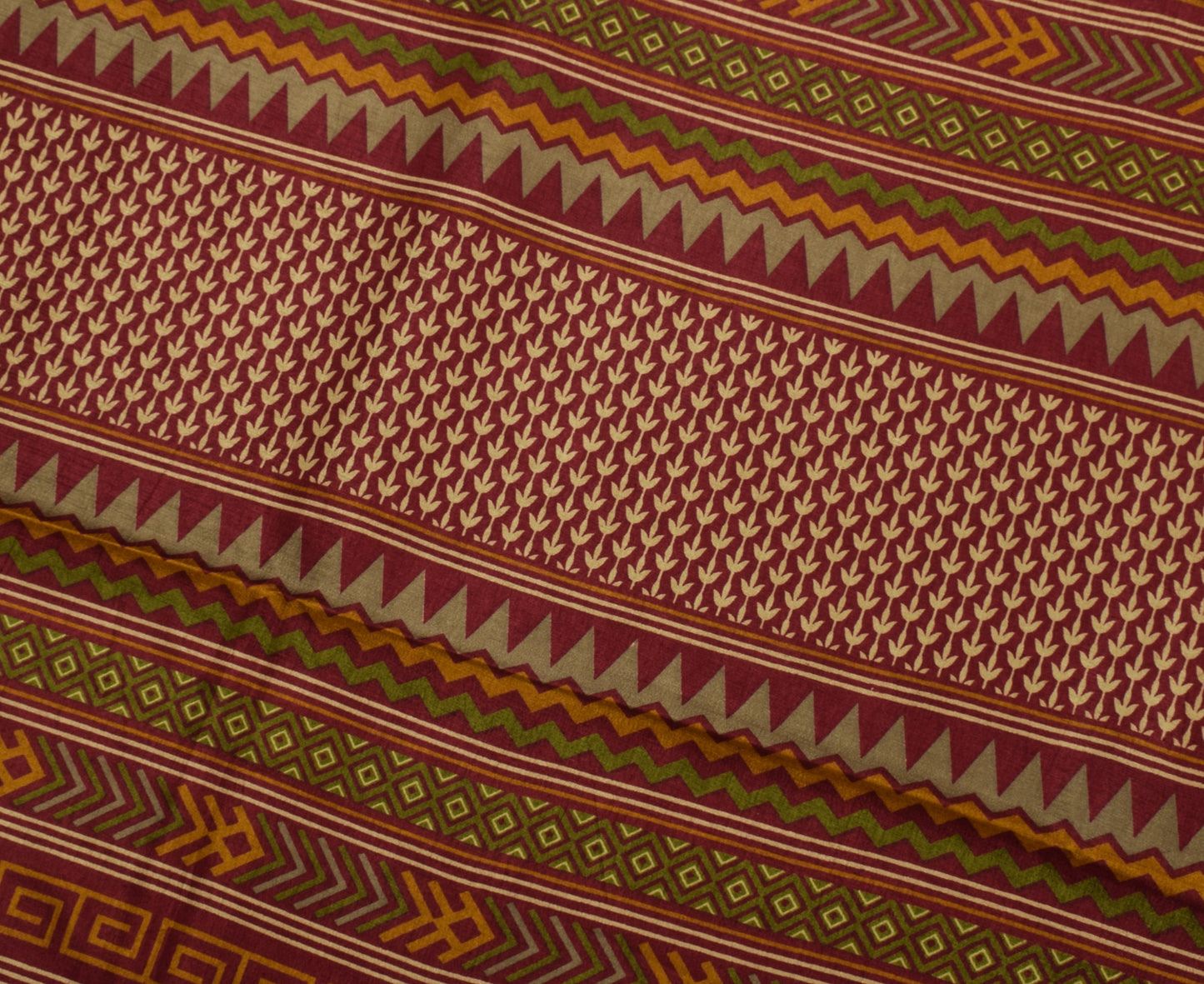 Sushila Vintage Cream Saree Blend Silk Printed Floral Soft Craft 5 Yard Fabric