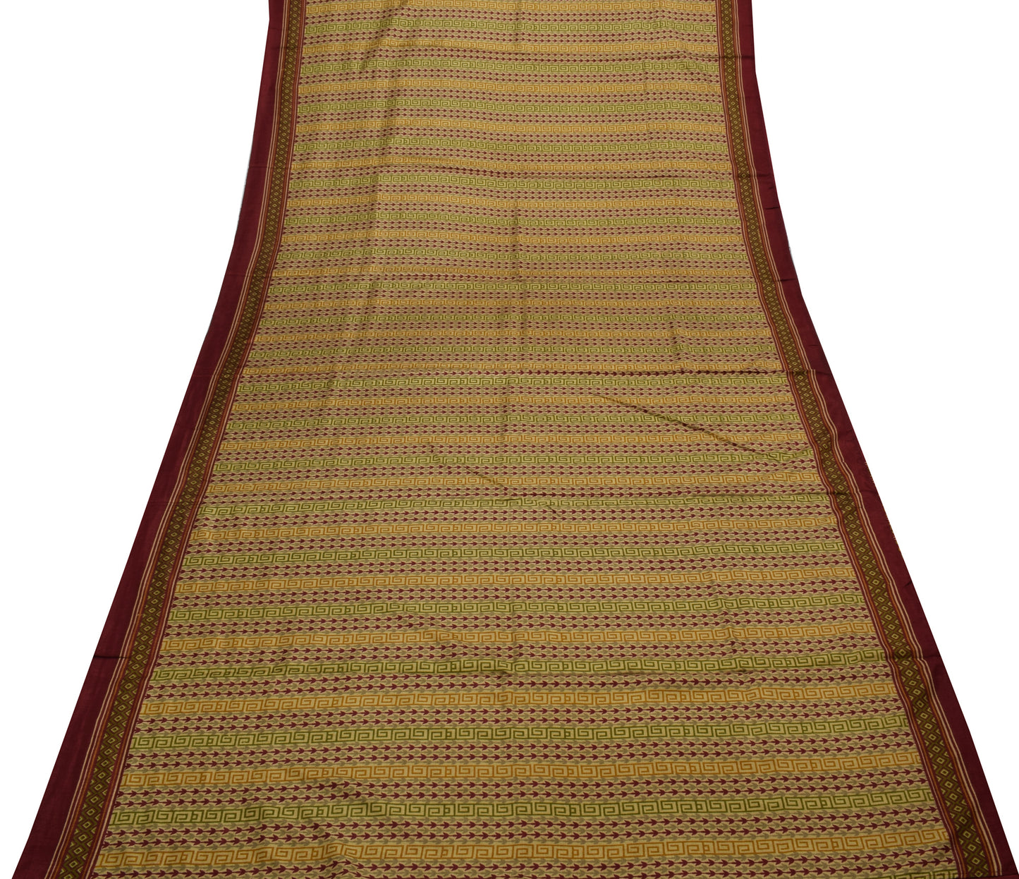Sushila Vintage Cream Saree Blend Silk Printed Floral Soft Craft 5 Yard Fabric
