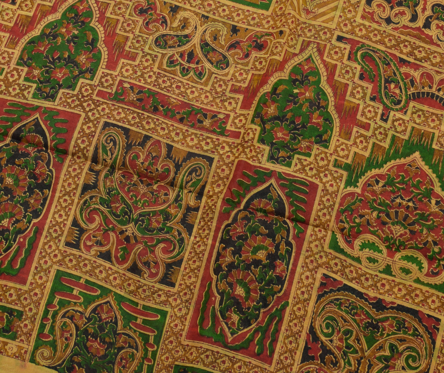 Sushila Vintage Light Brown  Saree Pure Silk Printed Floral Soft Craft Fabric