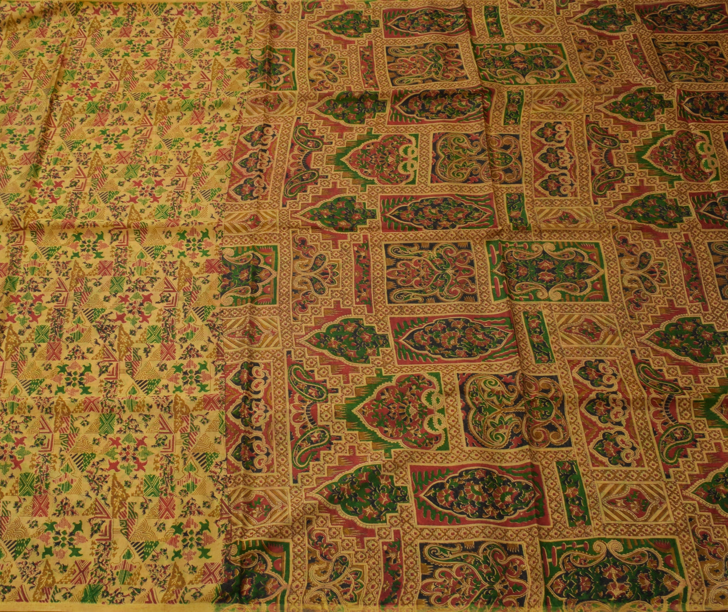 Sushila Vintage Light Brown  Saree Pure Silk Printed Floral Soft Craft Fabric