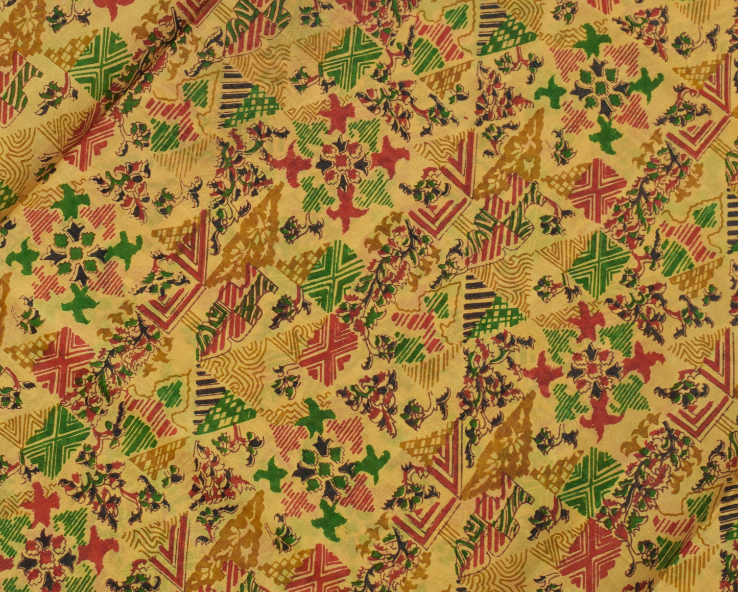 Sushila Vintage Light Brown  Saree Pure Silk Printed Floral Soft Craft Fabric