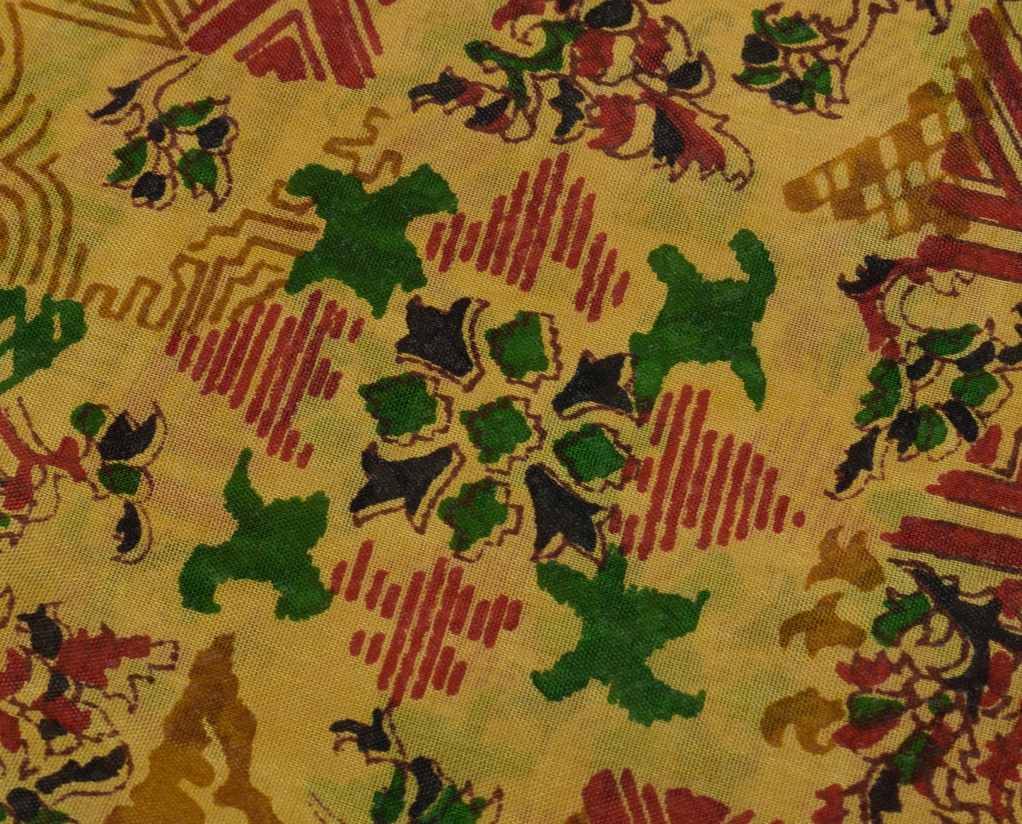 Sushila Vintage Light Brown  Saree Pure Silk Printed Floral Soft Craft Fabric
