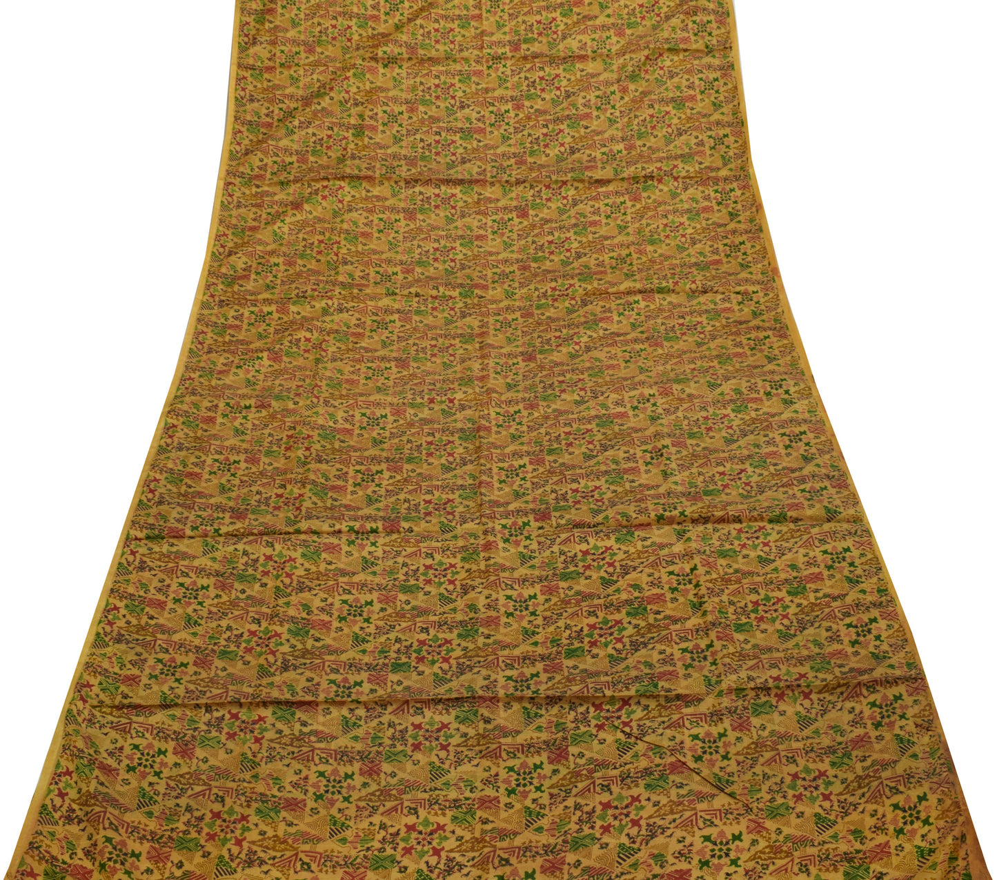 Sushila Vintage Light Brown  Saree Pure Silk Printed Floral Soft Craft Fabric
