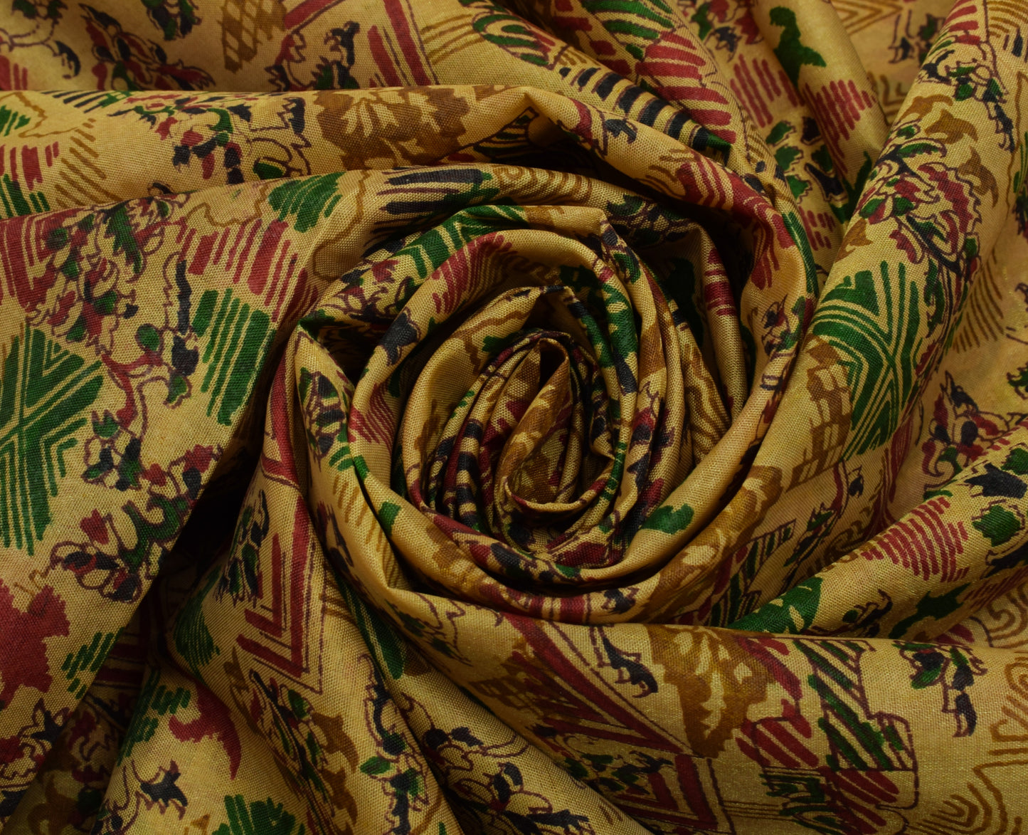 Sushila Vintage Light Brown  Saree Pure Silk Printed Floral Soft Craft Fabric