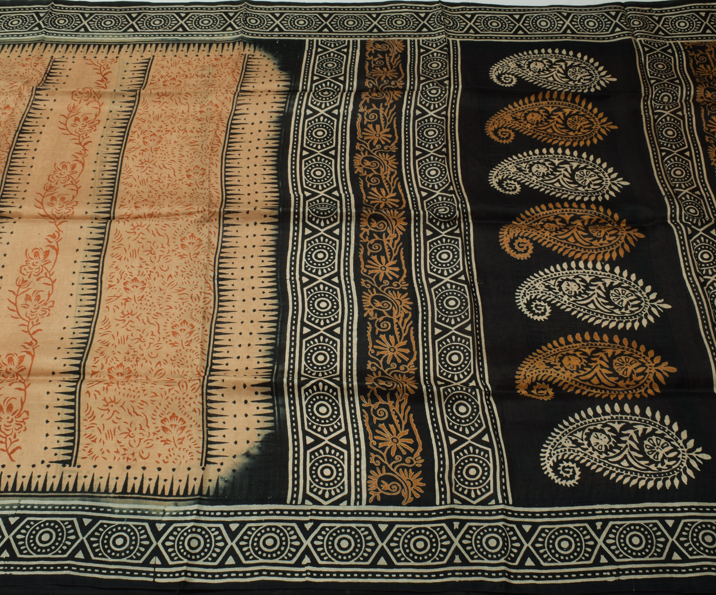 Sushila Vintage Brown Saree 100% Pure Silk Printed Floral 5 Yard  Craft Fabric