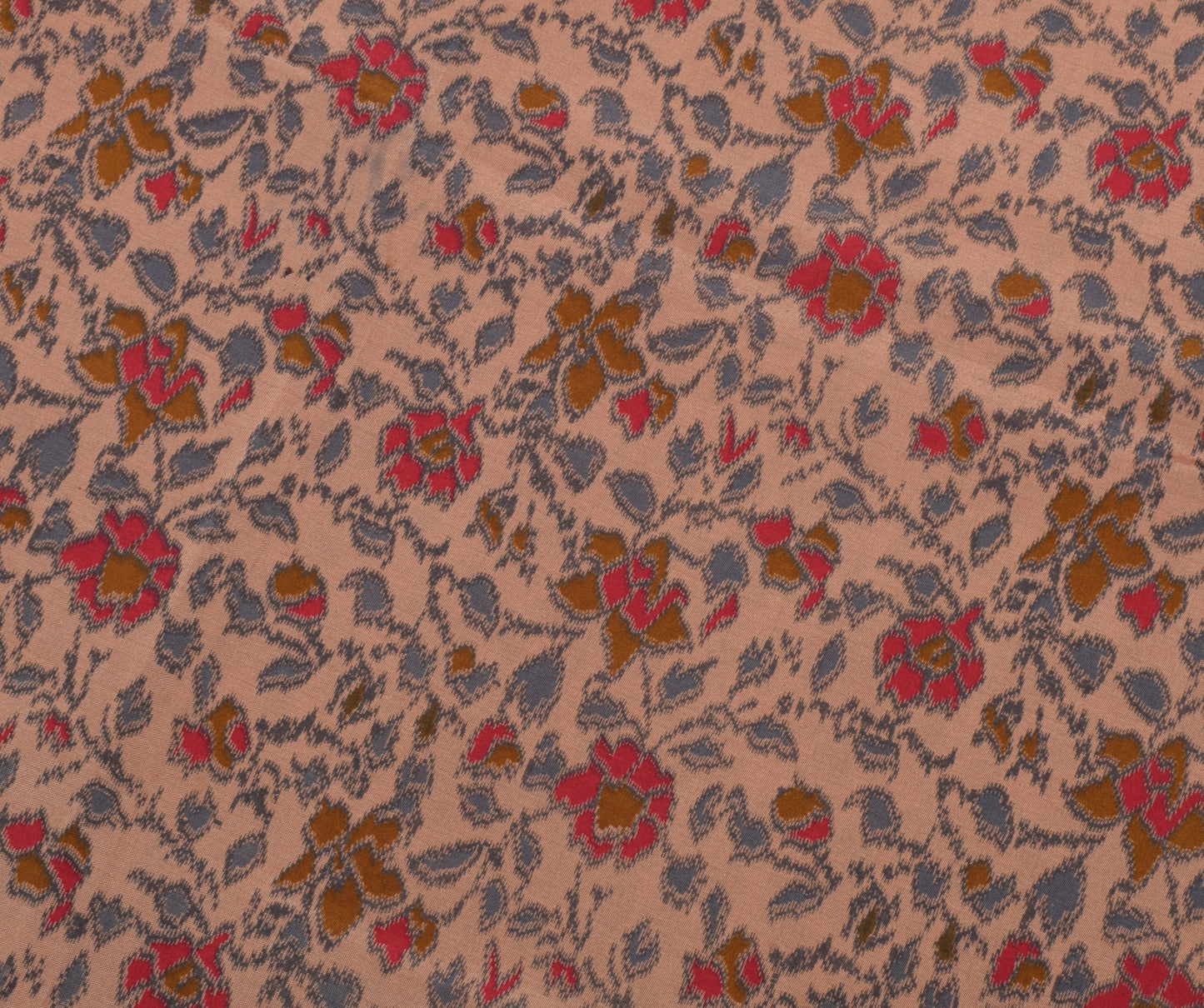 Sushila Vintage Peach Saree Blend Silk Printed Floral Soft Craft Fabric