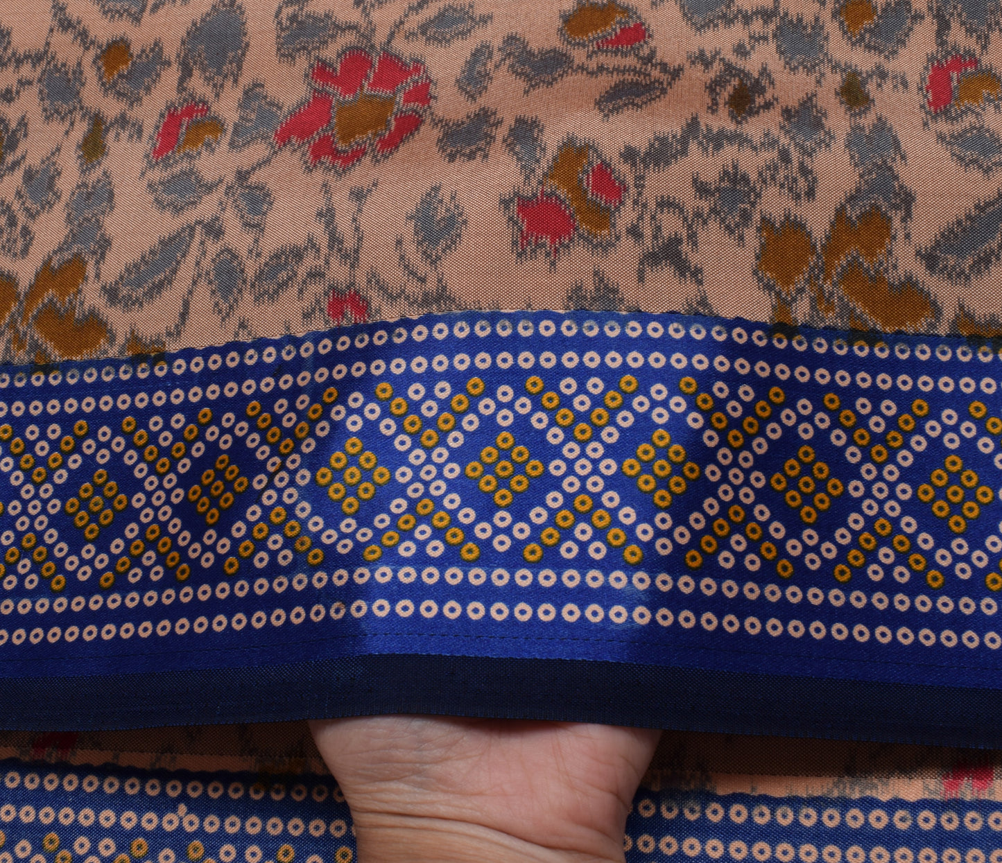 Sushila Vintage Peach Saree Blend Silk Printed Floral Soft Craft Fabric