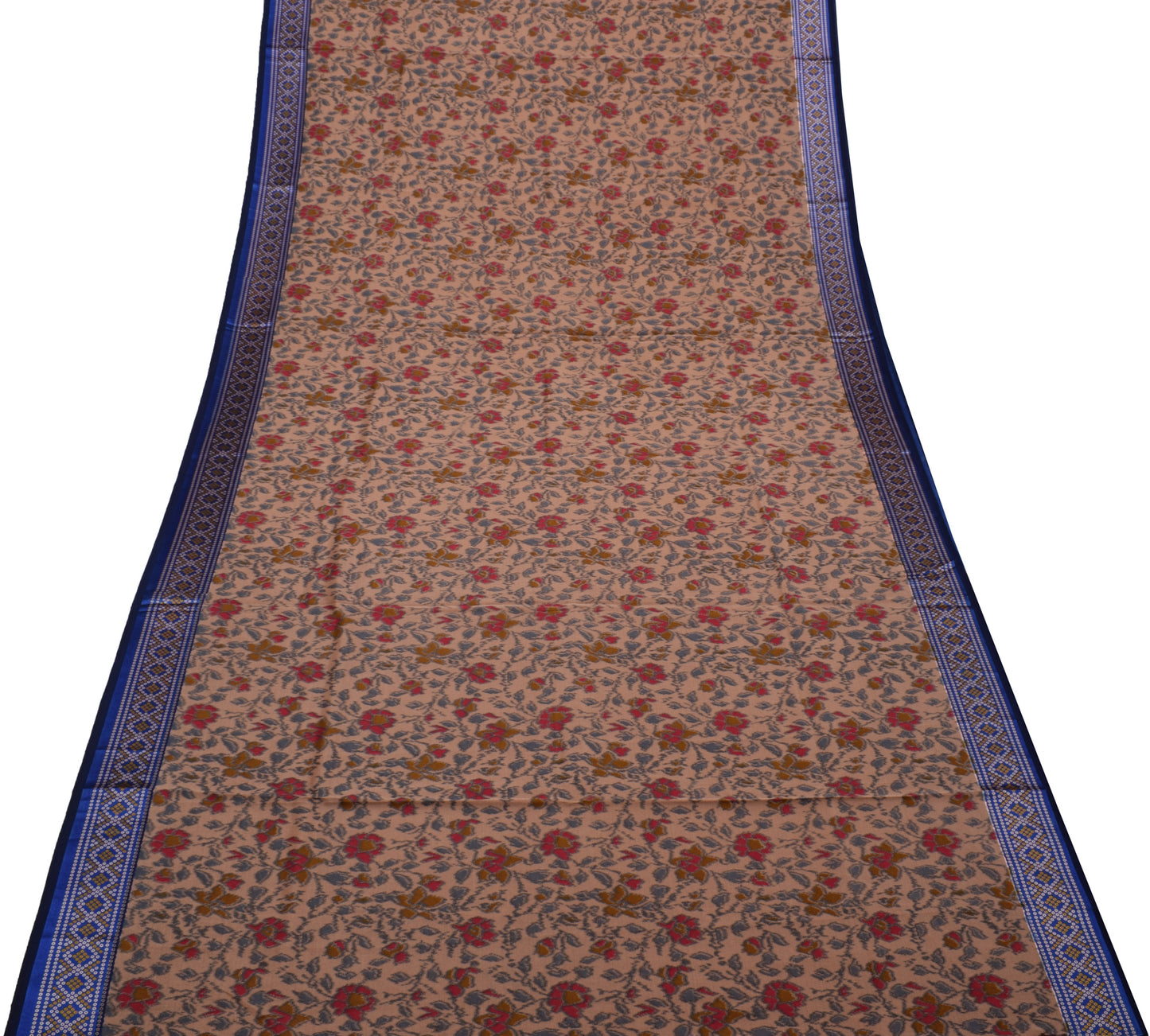 Sushila Vintage Peach Saree Blend Silk Printed Floral Soft Craft Fabric