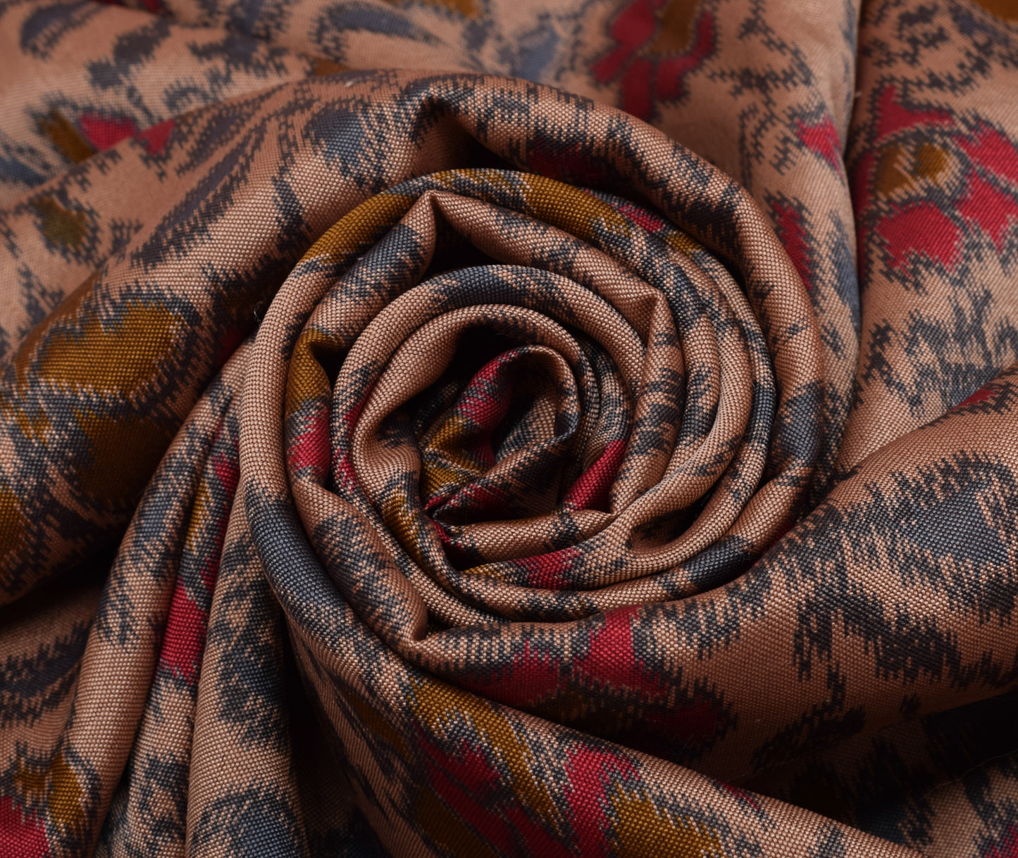 Sushila Vintage Peach Saree Blend Silk Printed Floral Soft Craft Fabric