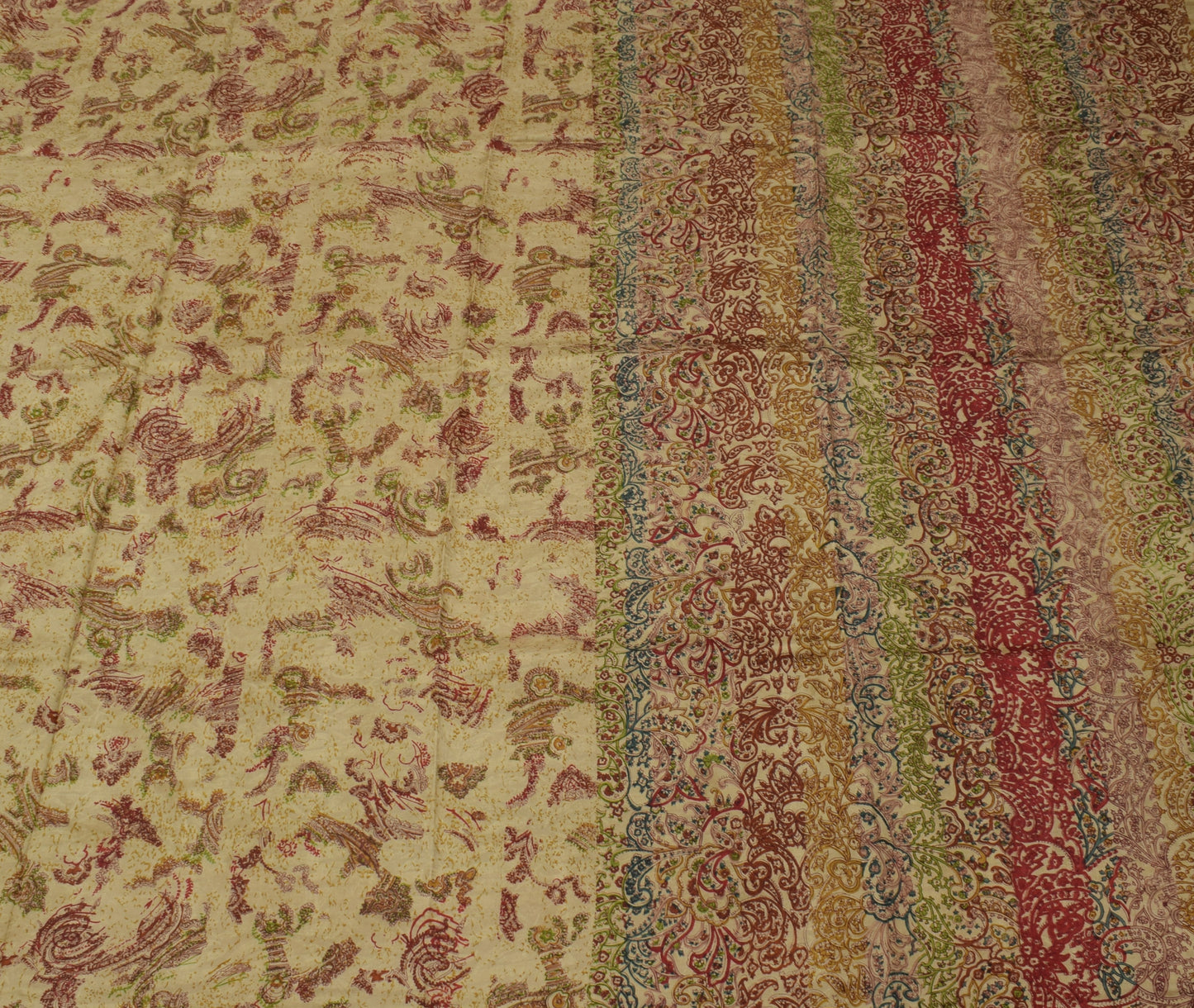 Sushila Vintage Indian Saree Pure Silk Printed & Self Woven Soft Craft Fabric