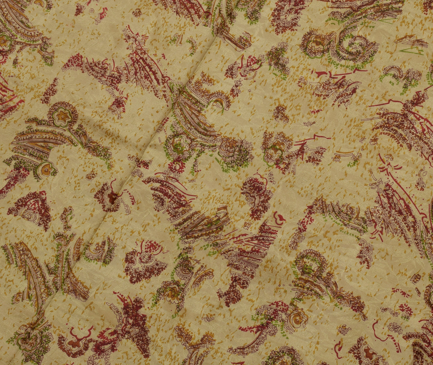 Sushila Vintage Indian Saree Pure Silk Printed & Self Woven Soft Craft Fabric