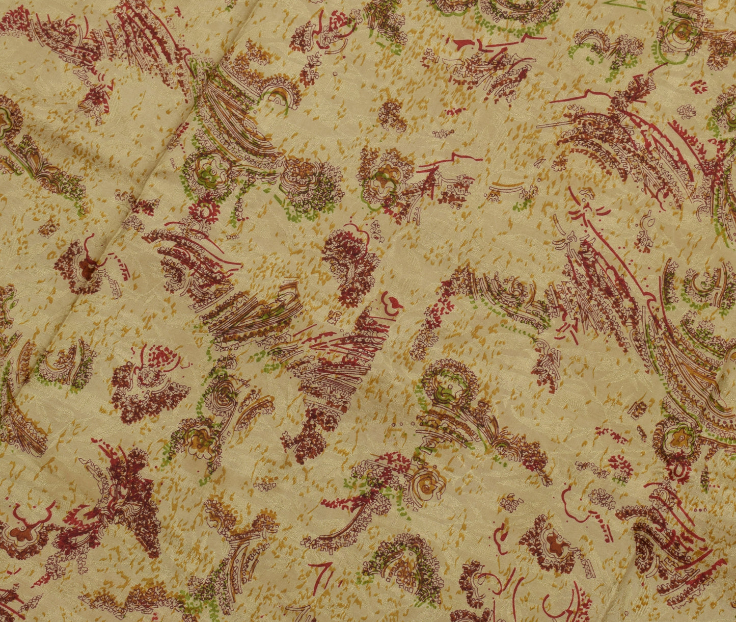 Sushila Vintage Indian Saree Pure Silk Printed & Self Woven Soft Craft Fabric