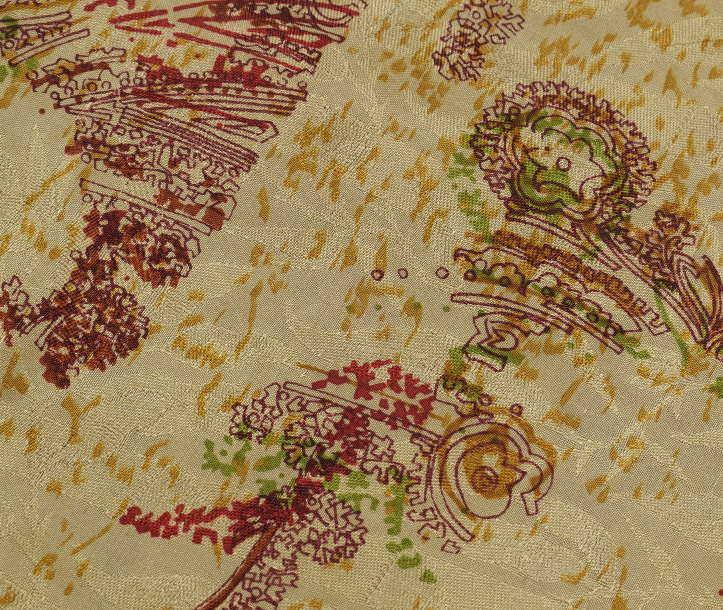 Sushila Vintage Indian Saree Pure Silk Printed & Self Woven Soft Craft Fabric