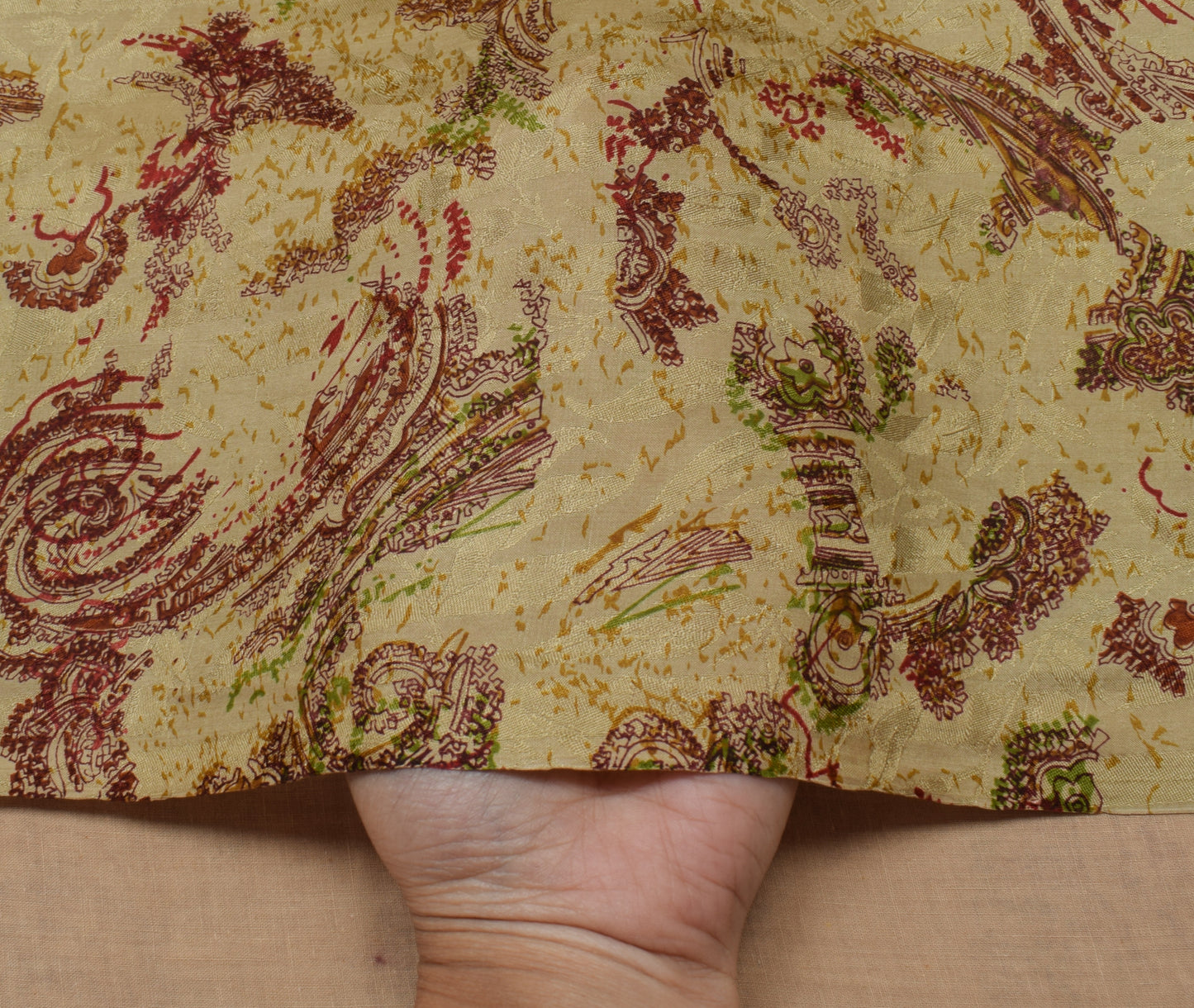 Sushila Vintage Indian Saree Pure Silk Printed & Self Woven Soft Craft Fabric