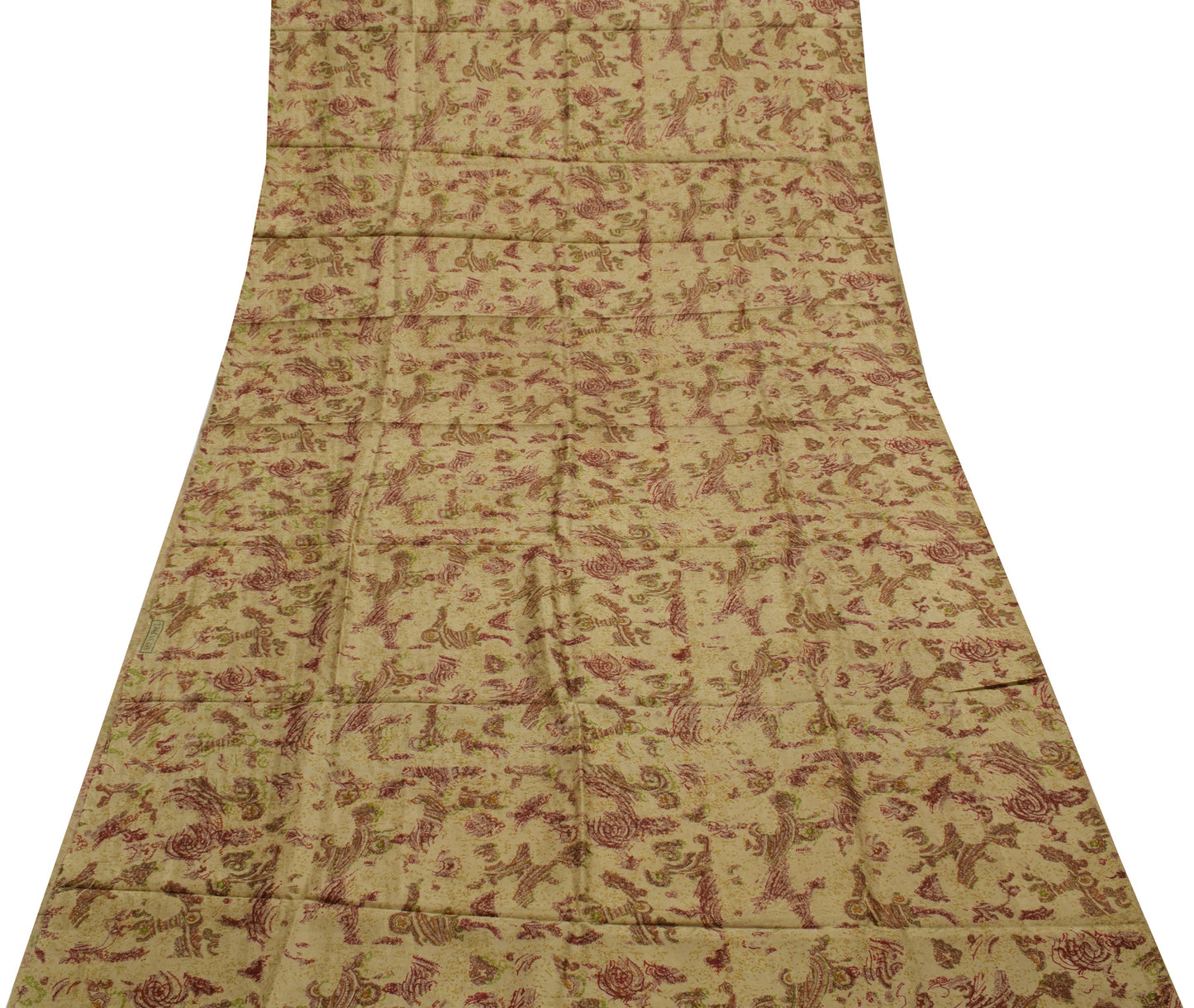 Sushila Vintage Indian Saree Pure Silk Printed & Self Woven Soft Craft Fabric