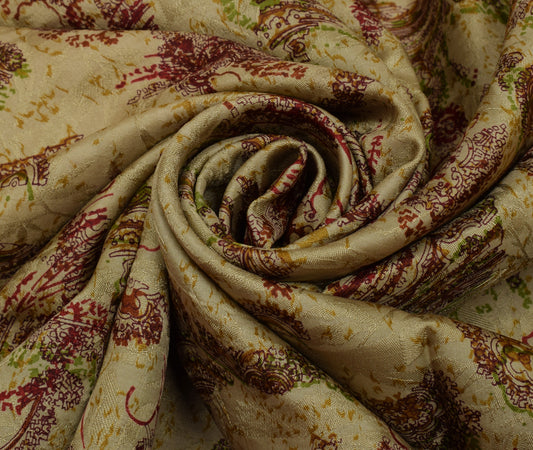 Sushila Vintage Indian Saree Pure Silk Printed & Self Woven Soft Craft Fabric