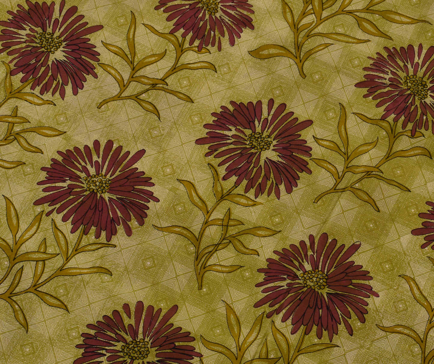 Sushila Vintage Green Saree 100% Pure Crepe Silk Printed Floral Soft Fabric