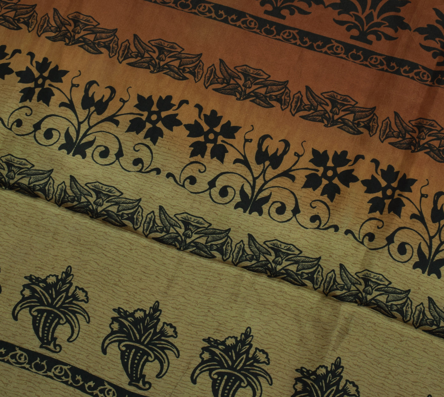 Sushila Vintage Green Saree 100% Pure Silk Printed Floral Soft Craft Fabric
