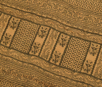 Sushila Vintage Peach Saree Pure Tissue Silk Printed Floral Craft 5 YD Fabric