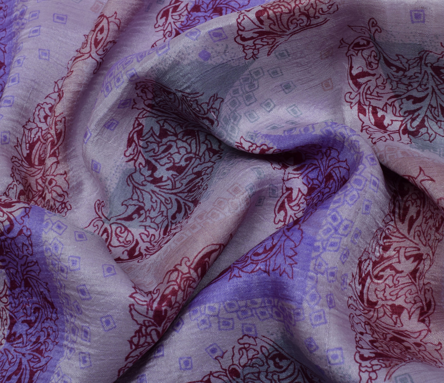Sushila Vintage Lavender Saree 100% Pure Silk Printed Soft Craft 5 Yard Fabric