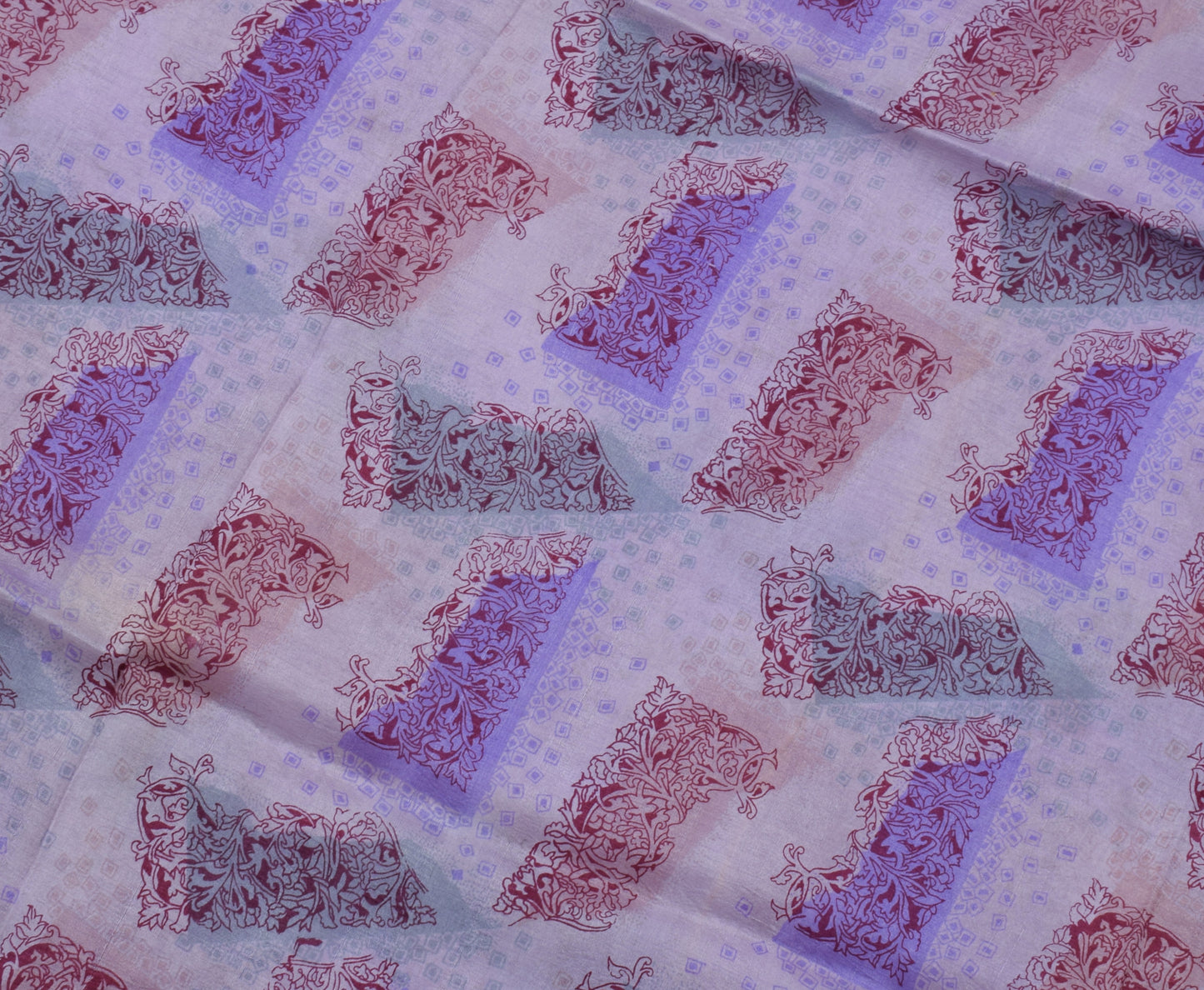 Sushila Vintage Lavender Saree 100% Pure Silk Printed Soft Craft 5 Yard Fabric
