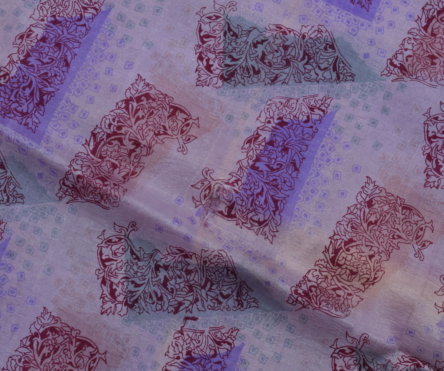 Sushila Vintage Lavender Saree 100% Pure Silk Printed Soft Craft 5 Yard Fabric
