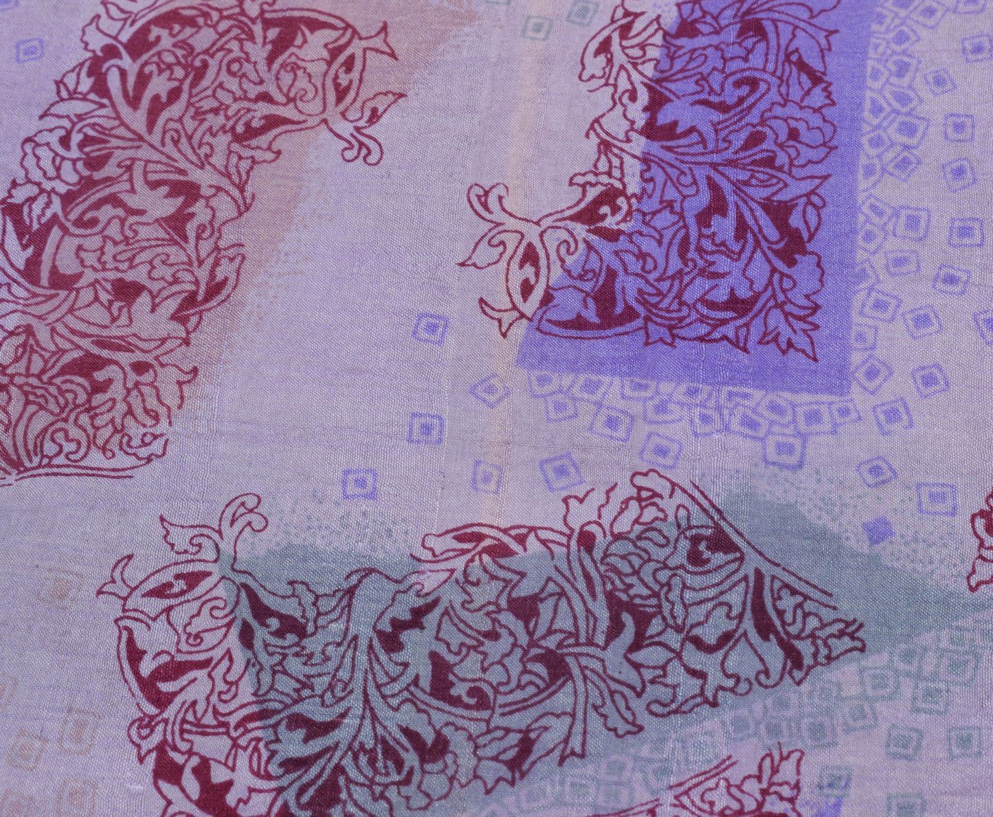 Sushila Vintage Lavender Saree 100% Pure Silk Printed Soft Craft 5 Yard Fabric
