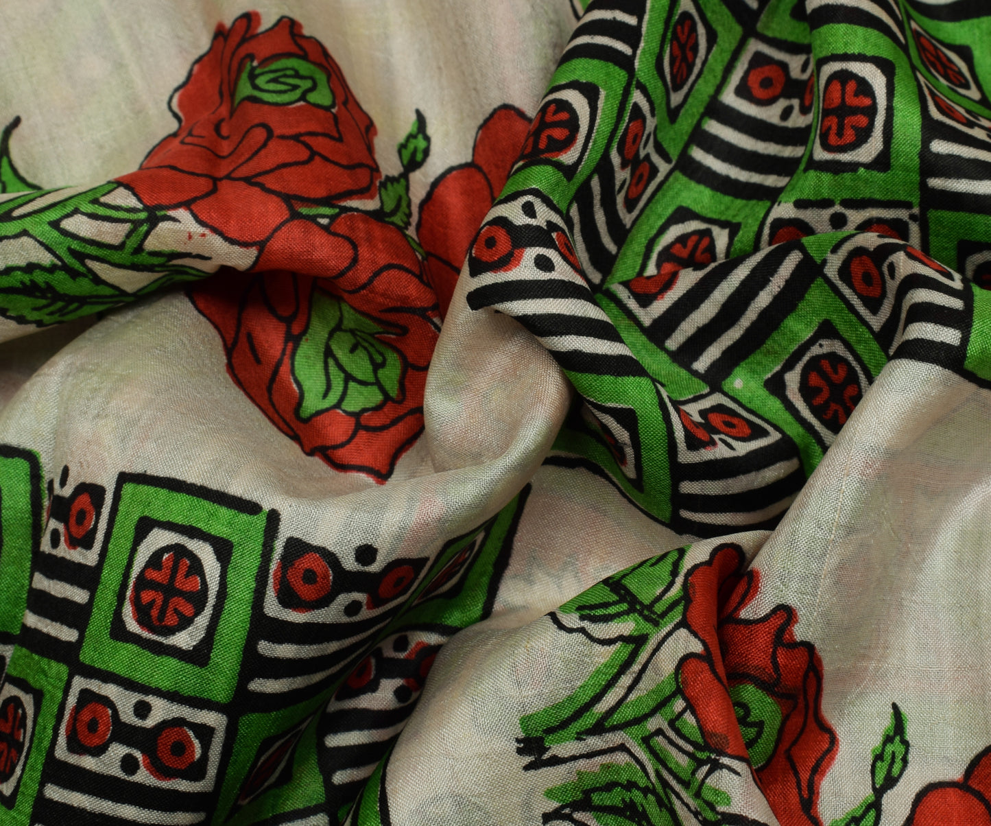 Sushila Vintage Indian Saree 100% Pure Silk Printed 5 Yard Soft Craft Fabric