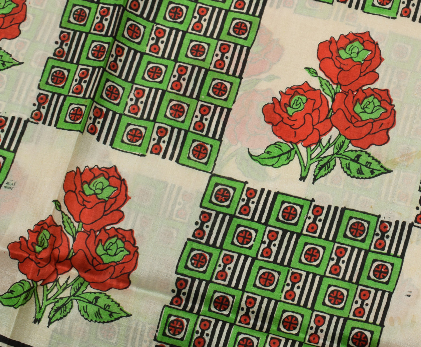 Sushila Vintage Indian Saree 100% Pure Silk Printed 5 Yard Soft Craft Fabric