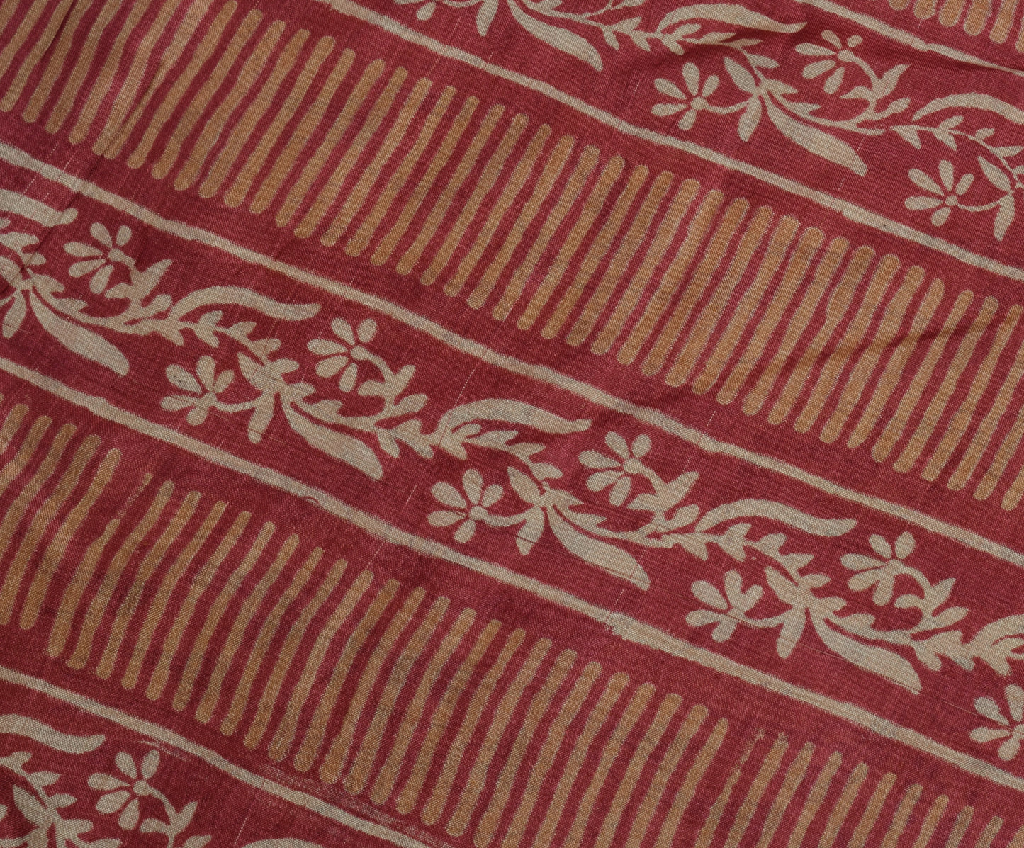 Sushila Vintage Brown Saree 100% Pure Silk Printed 5 Yard Soft Craft Fabric
