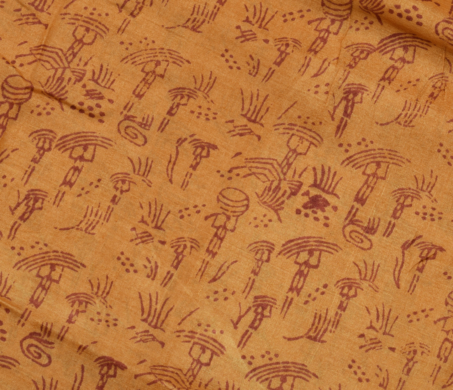 Sushila Vintage Brown Saree 100% Pure Silk Printed 5 Yard Soft Craft Fabric
