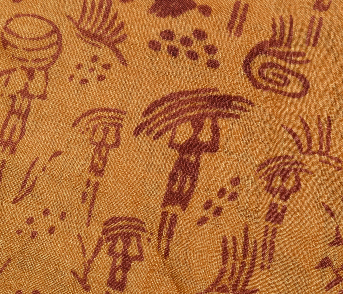 Sushila Vintage Brown Saree 100% Pure Silk Printed 5 Yard Soft Craft Fabric