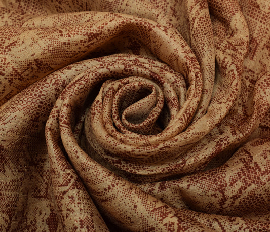 Sushila Vintage Indian Brown Saree 100% Pure Silk Printed Soft Craft Fabric