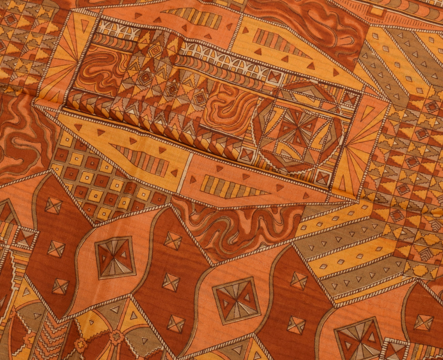 Sushila Vintage Mustard Saree 100% Pure Silk Printed 5 Yard Soft Craft Fabric