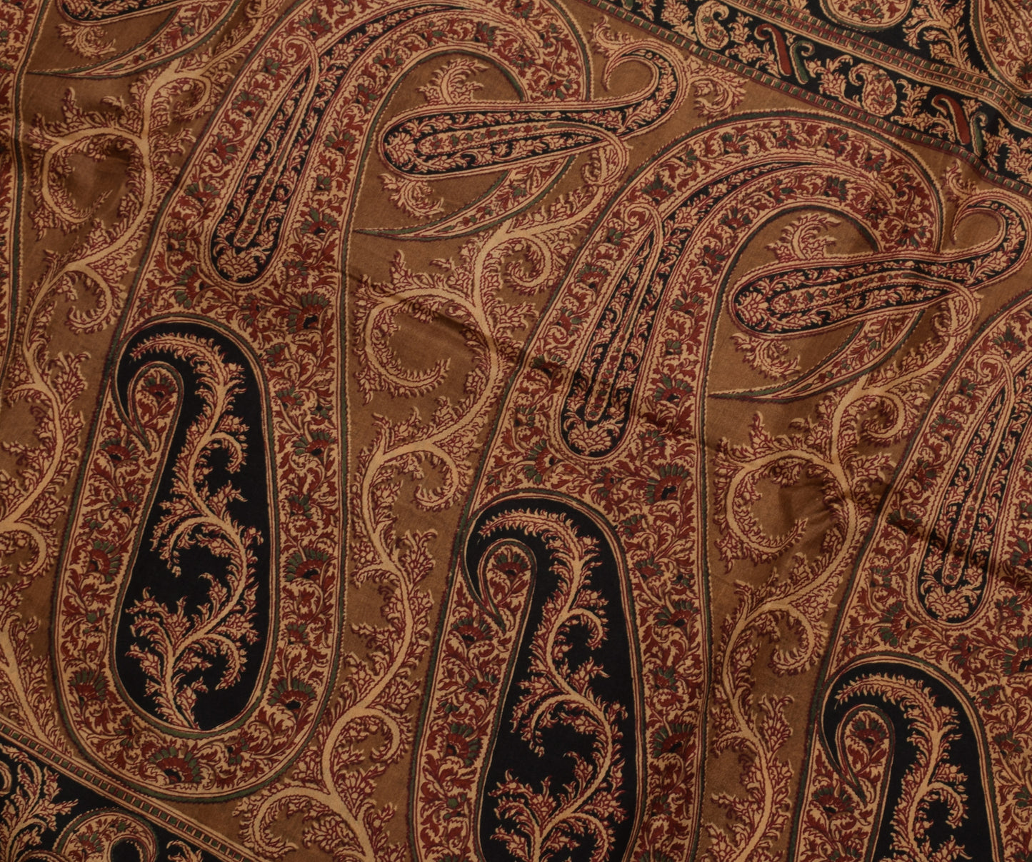 Sushila Vintage Light Brown Saree Pure Silk Printed Floral Soft Craft Fabric
