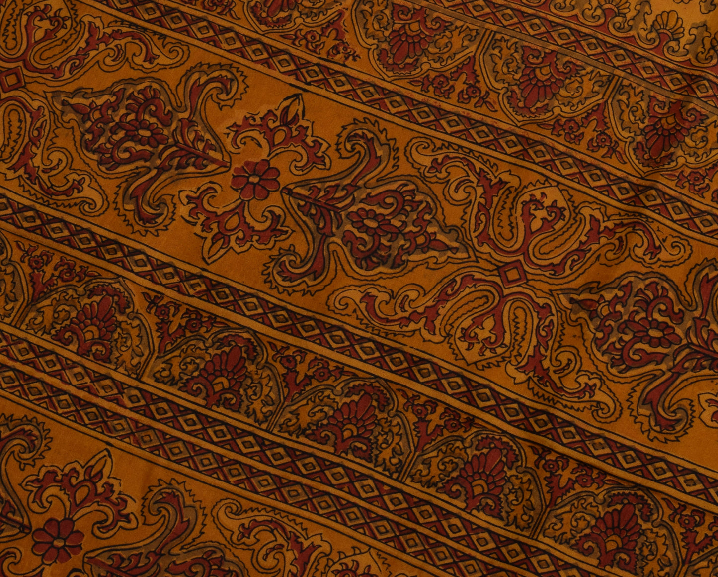 Sushila Vintage Mustard Saree 100% Pure Silk Printed Floral Soft Craft Fabric