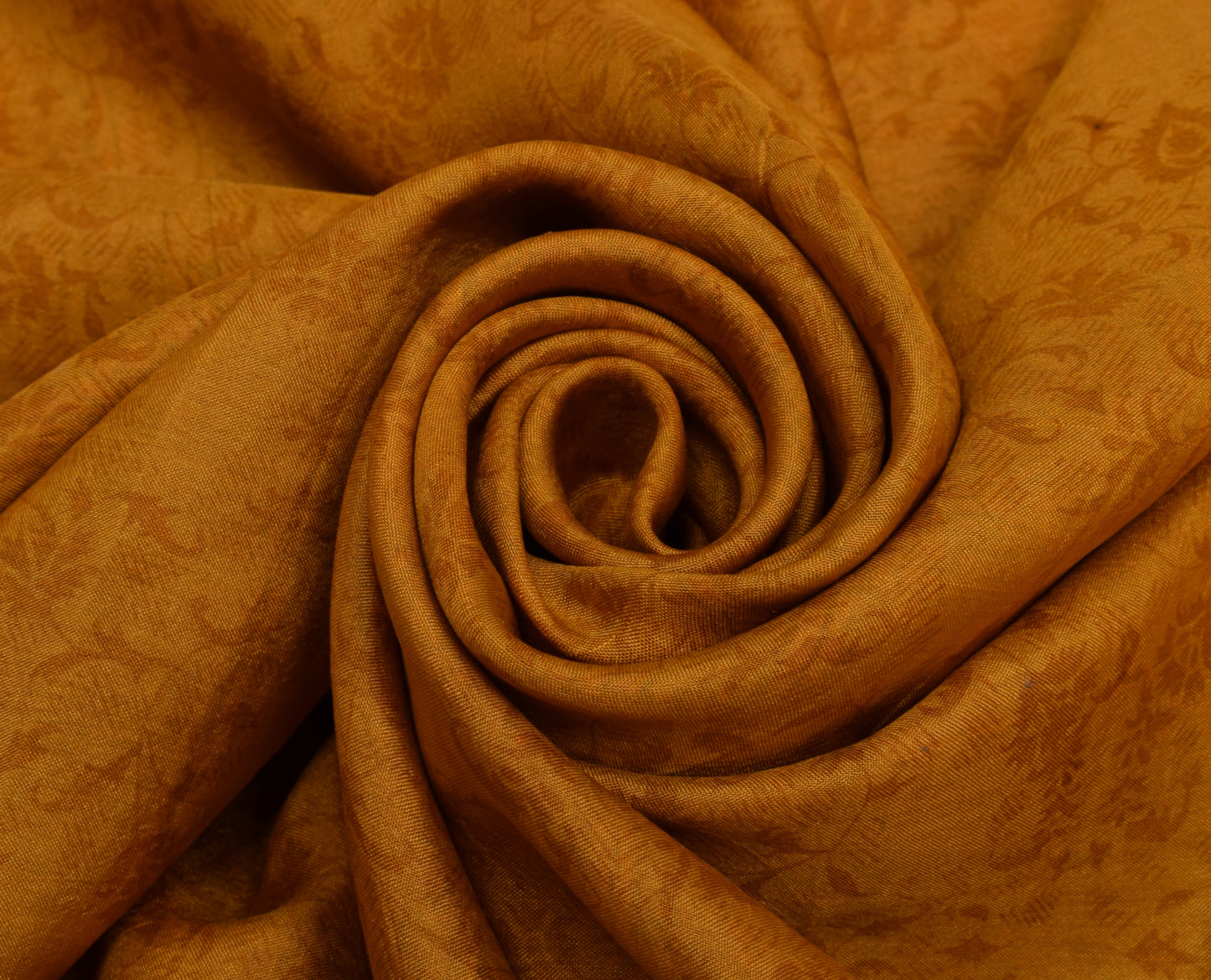 Sushila Vintage Mustard Saree 100% Pure Silk Printed Floral Soft Craft Fabric