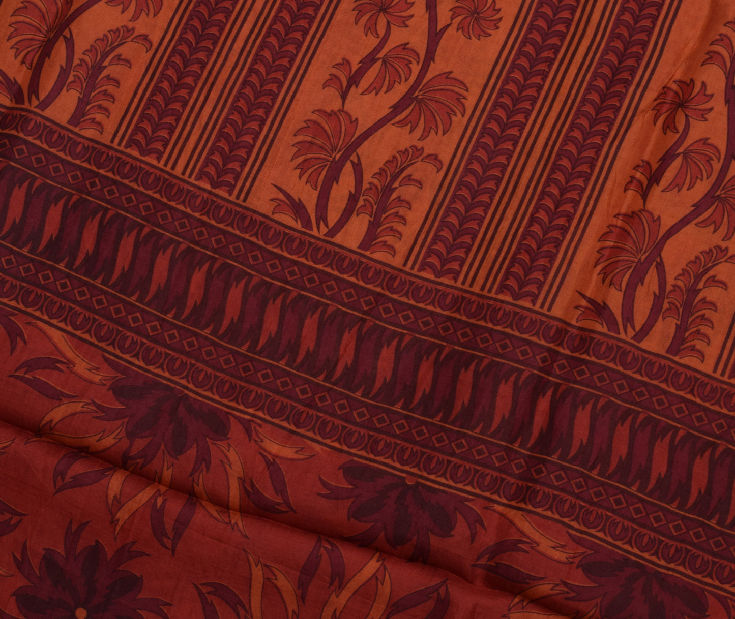 Sushila Vintage Indian Saree 100% Pure Silk Printed Floral Soft Craft Fabric