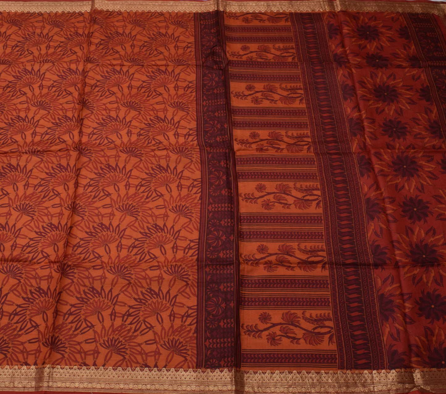 Sushila Vintage Indian Saree 100% Pure Silk Printed Floral Soft Craft Fabric