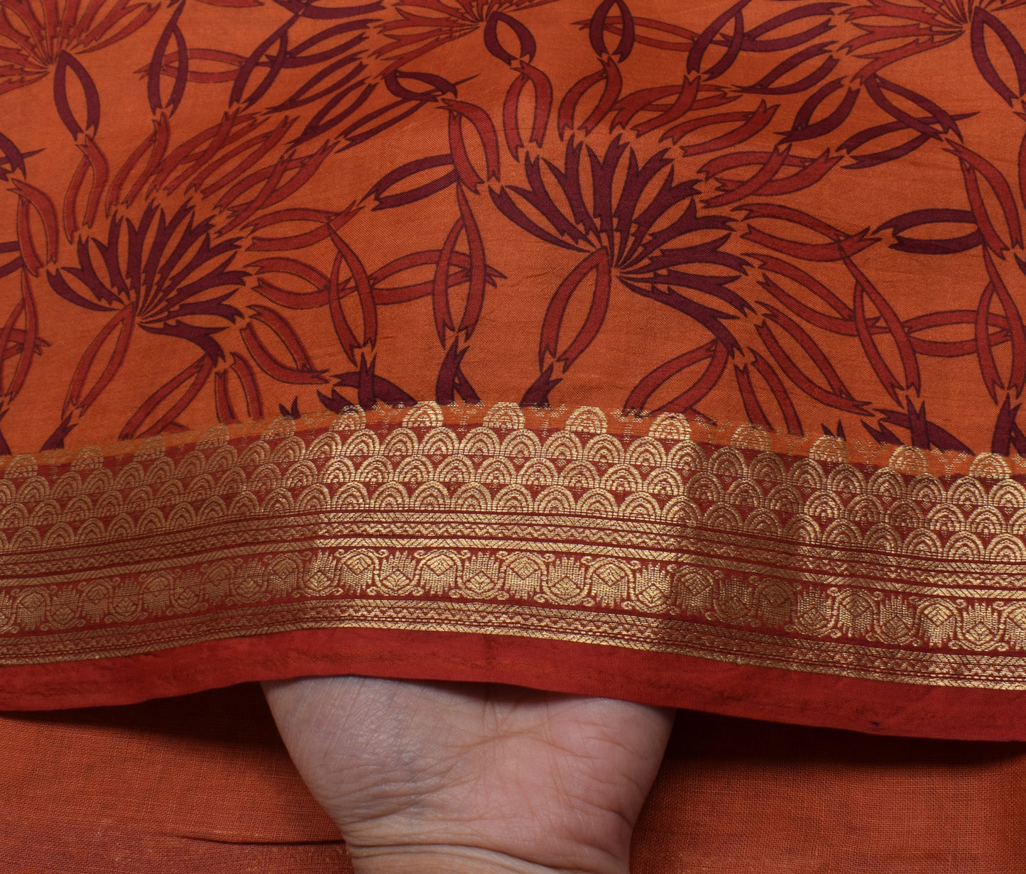 Sushila Vintage Indian Saree 100% Pure Silk Printed Floral Soft Craft Fabric