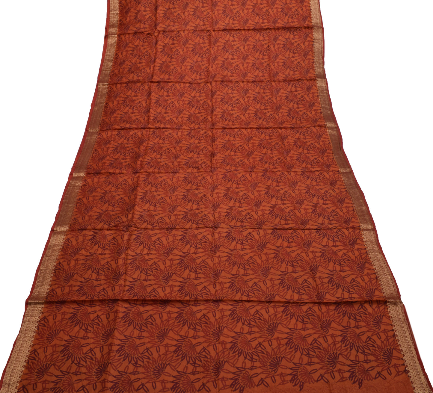 Sushila Vintage Indian Saree 100% Pure Silk Printed Floral Soft Craft Fabric