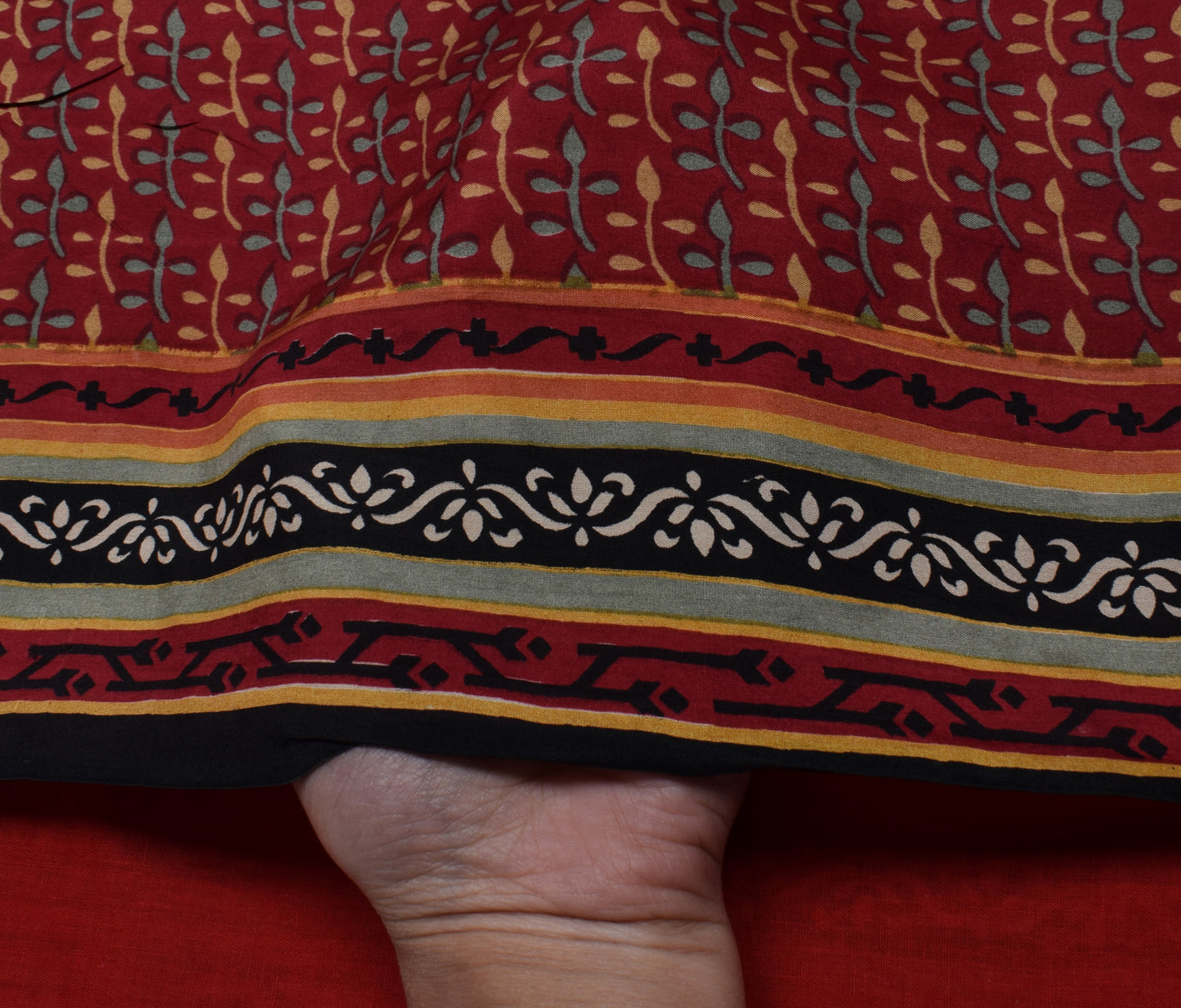 Sushila Vintage Maroon Saree 100% Pure Silk Printed Floral Soft Craft Fabric