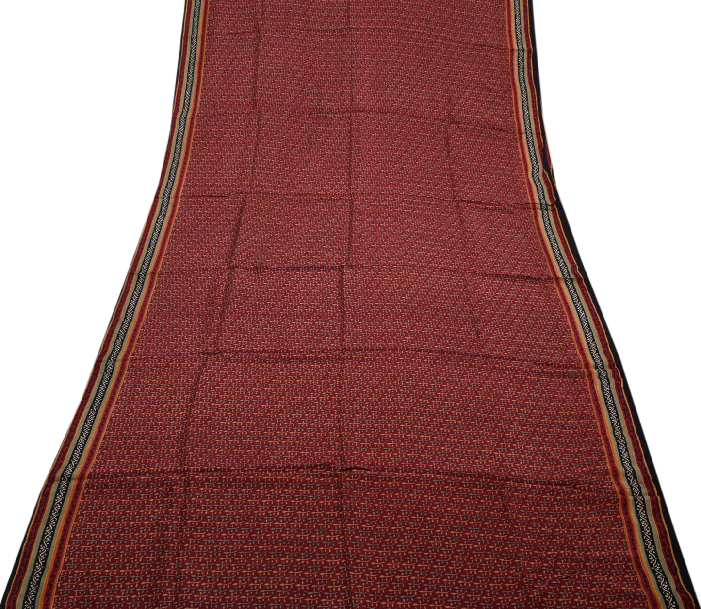 Sushila Vintage Maroon Saree 100% Pure Silk Printed Floral Soft Craft Fabric