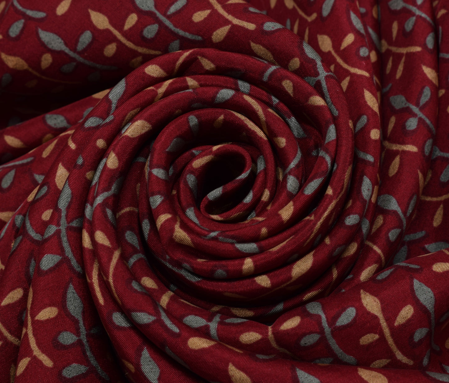 Sushila Vintage Maroon Saree 100% Pure Silk Printed Floral Soft Craft Fabric