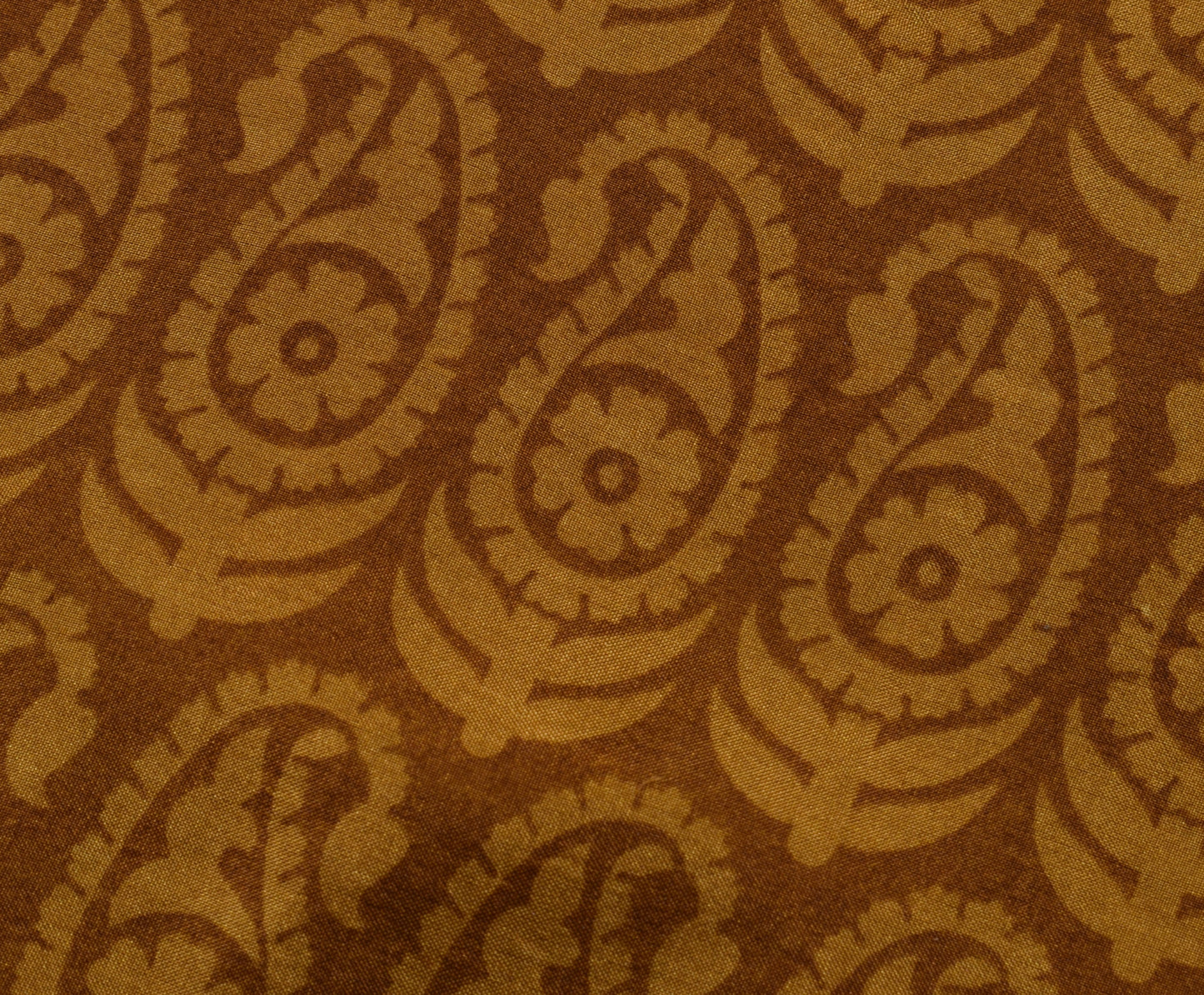Sushila Vintage Brown Saree 100% Pure Silk Printed Paisley Soft Craft Fabric