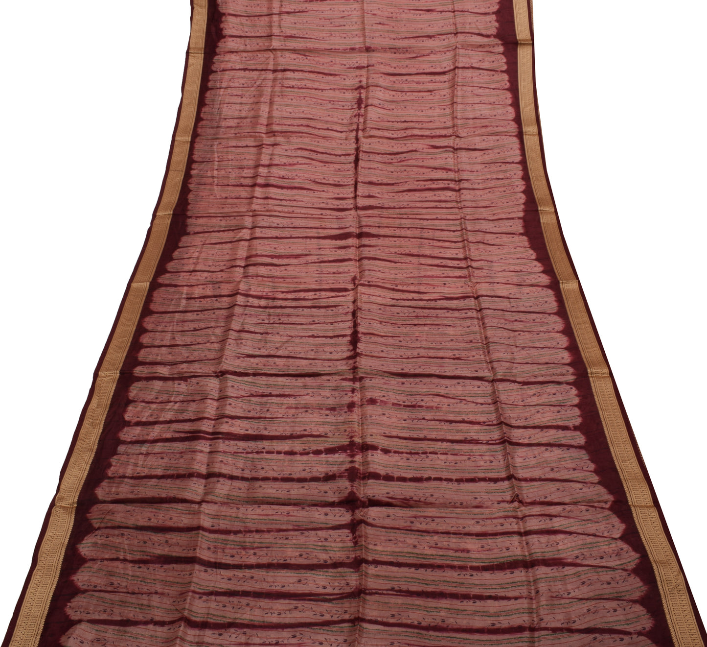 Sushila Vintage Indian Saree 100% Pure Silk Printed Floral Soft Craft Fabric