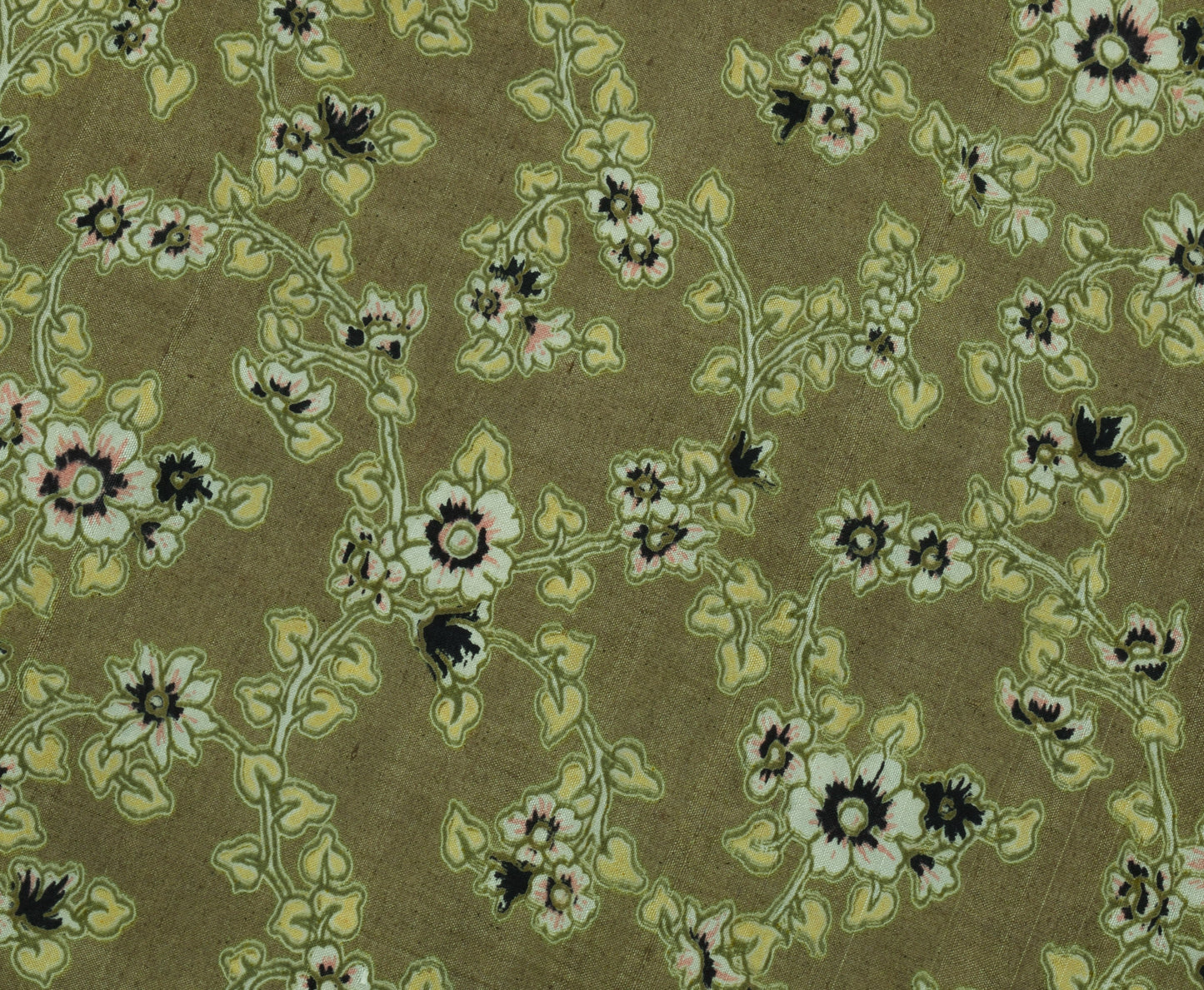 Sushila Vintage Green Saree 100% Pure Silk Printed Floral Soft Craft 5 YD Fabric
